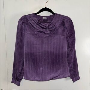 Purple Long Sleeve Blouse Cowl Neck Size Medium